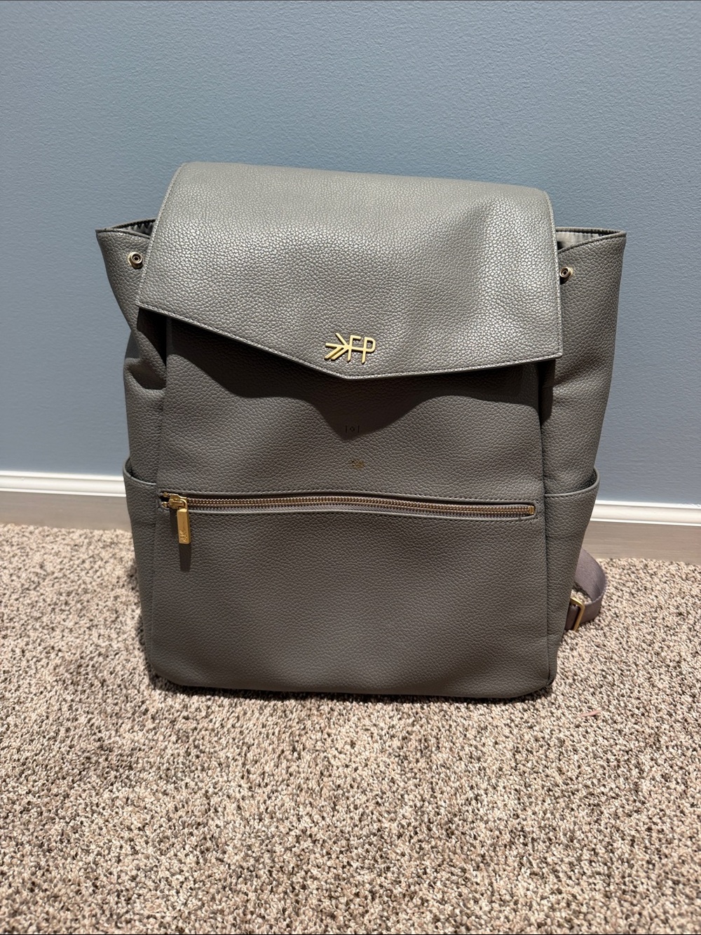 Freshly Picked Pebbled Leather Diaper Bag with Gold Accents